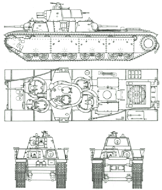 Чертёж Т-35/38 - многобашенный танк
